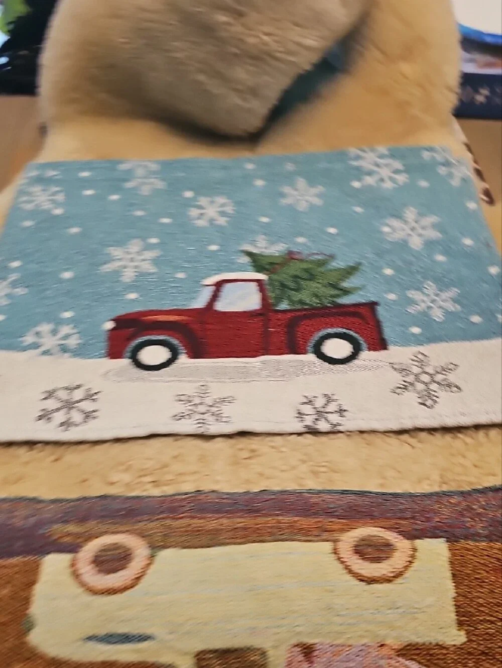 Holiday Red Truck Decorative Tapestry Placemats 5 Total